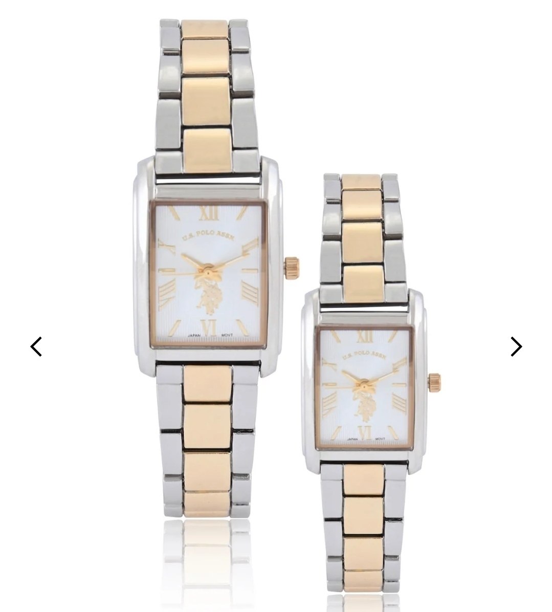 HIS AND HERS TWO TONE SQUARE WATCH SET