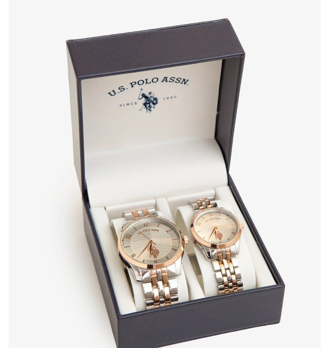 HIS AND HERS CLASSIC LINK STRAP WATCH SET