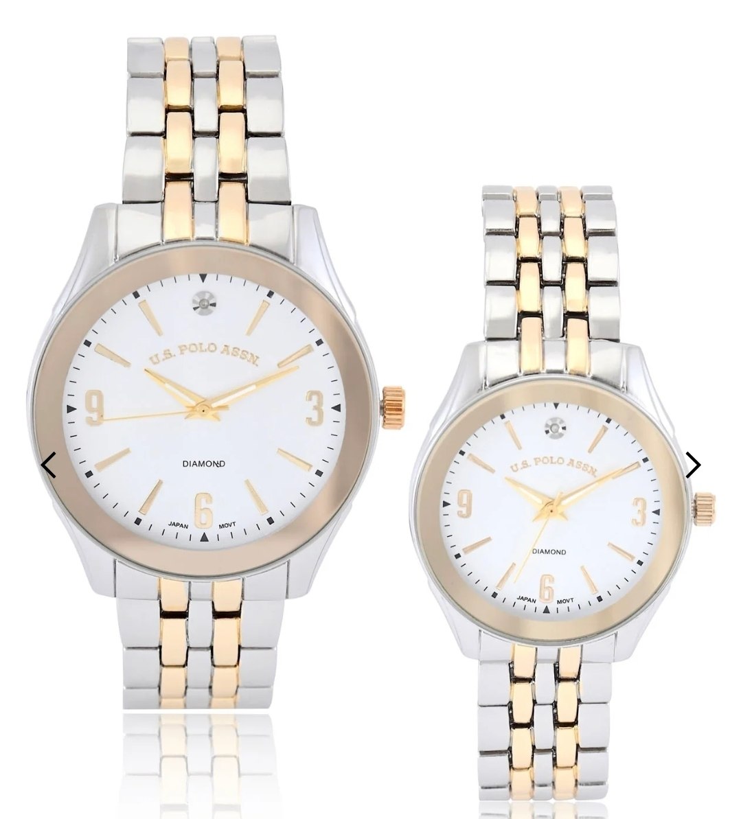 HIS AND HERS TWO TONE LINK WATCH SET