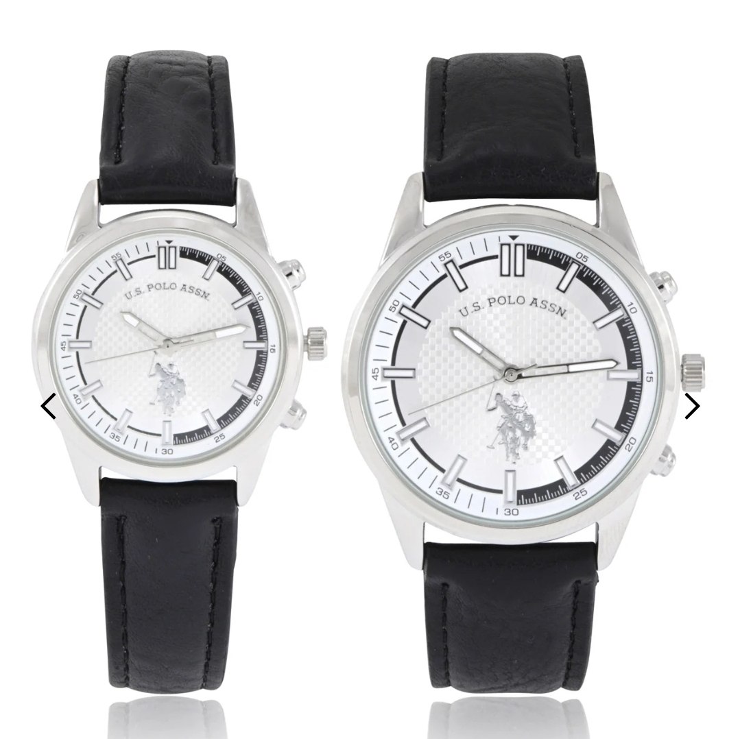 HIS AND HERS CLASSIC BLACK STRAP WATCH SET