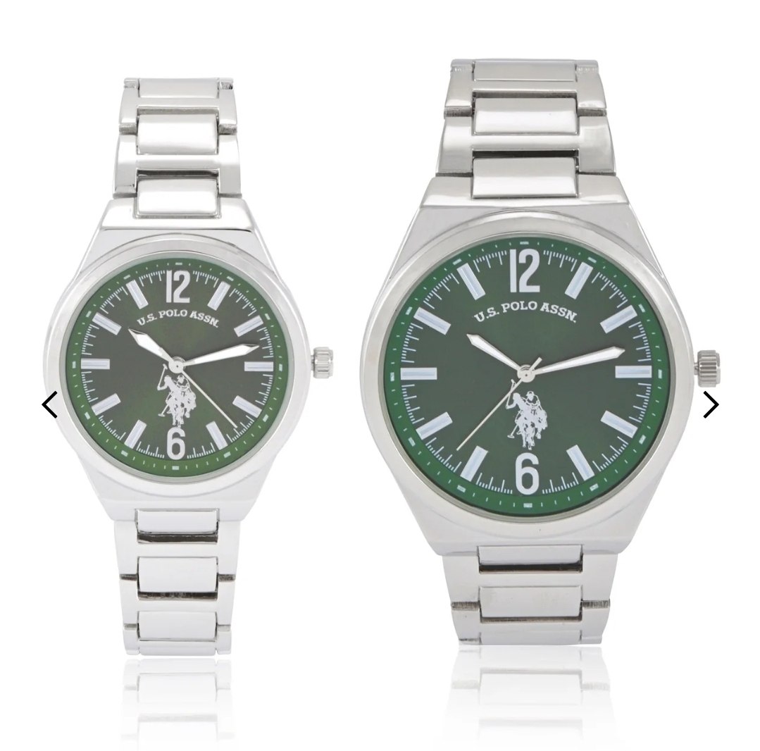 HIS AND HERS SILVER LINK WATCH SET