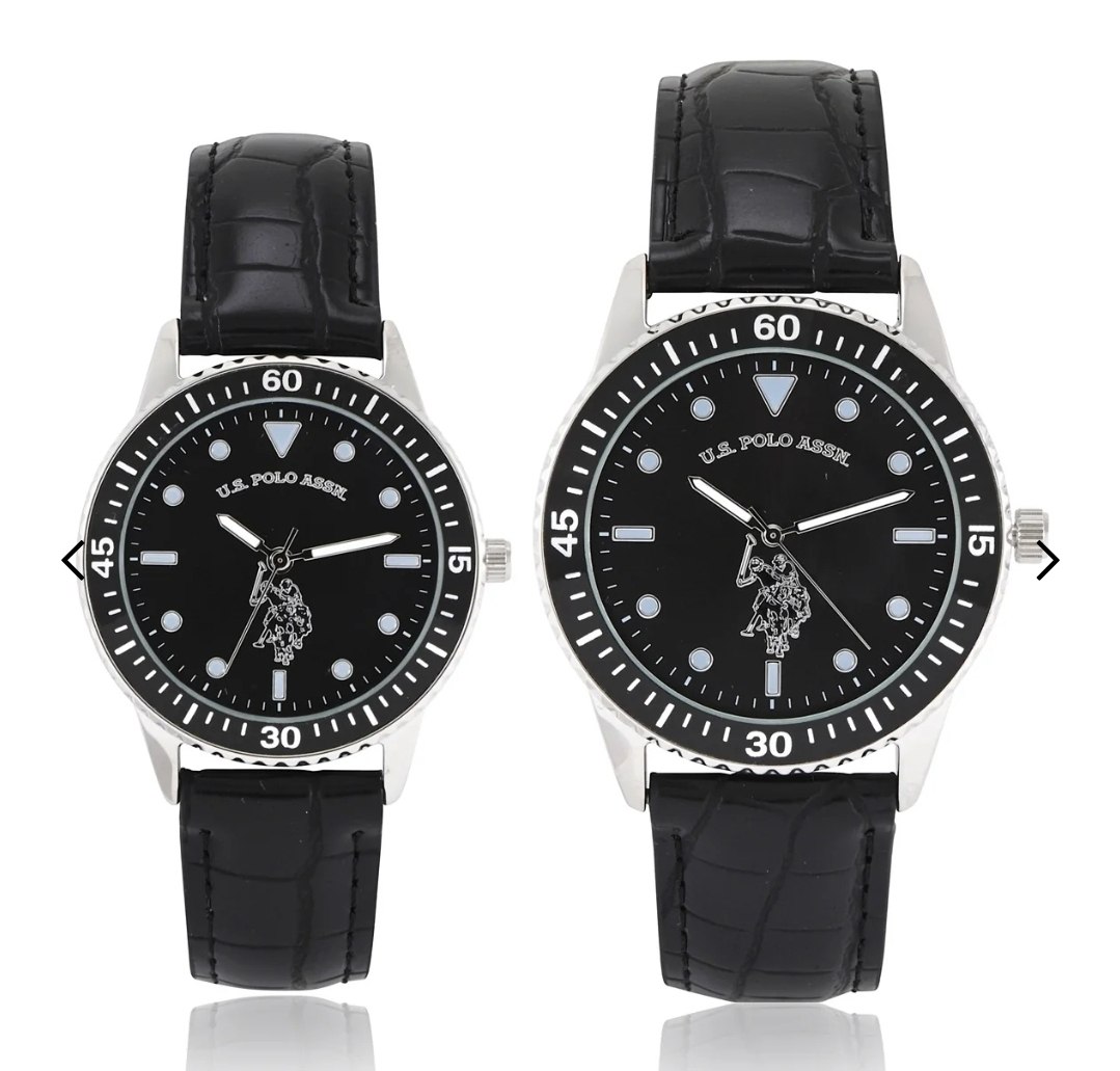 HIS AND HERS CLASSIC BLACK STRAP WATCH SET
