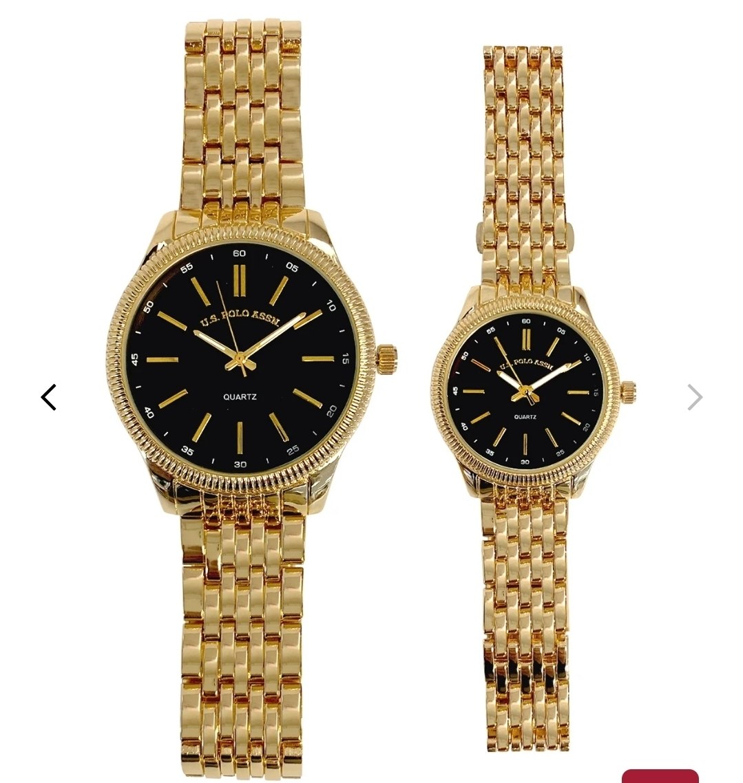 HIS AND HERS GOLD LINK WATCH SET