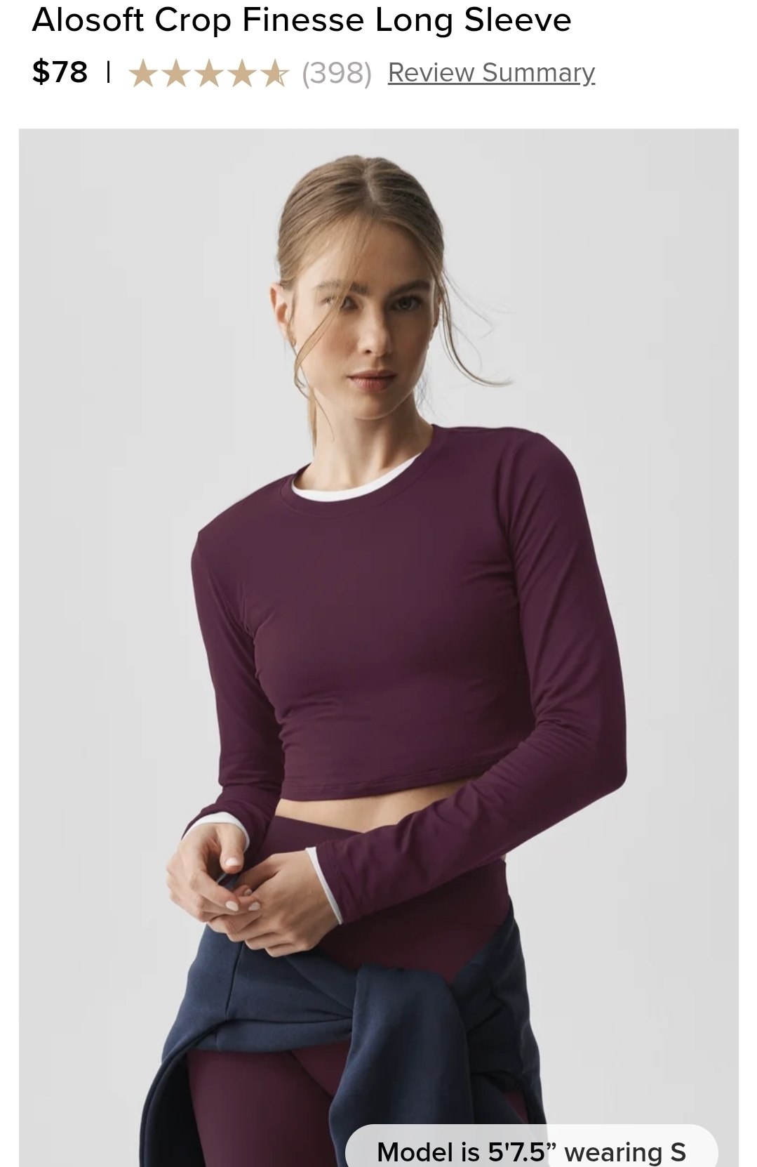 Alosoft Crop Finesse Long Sleeve