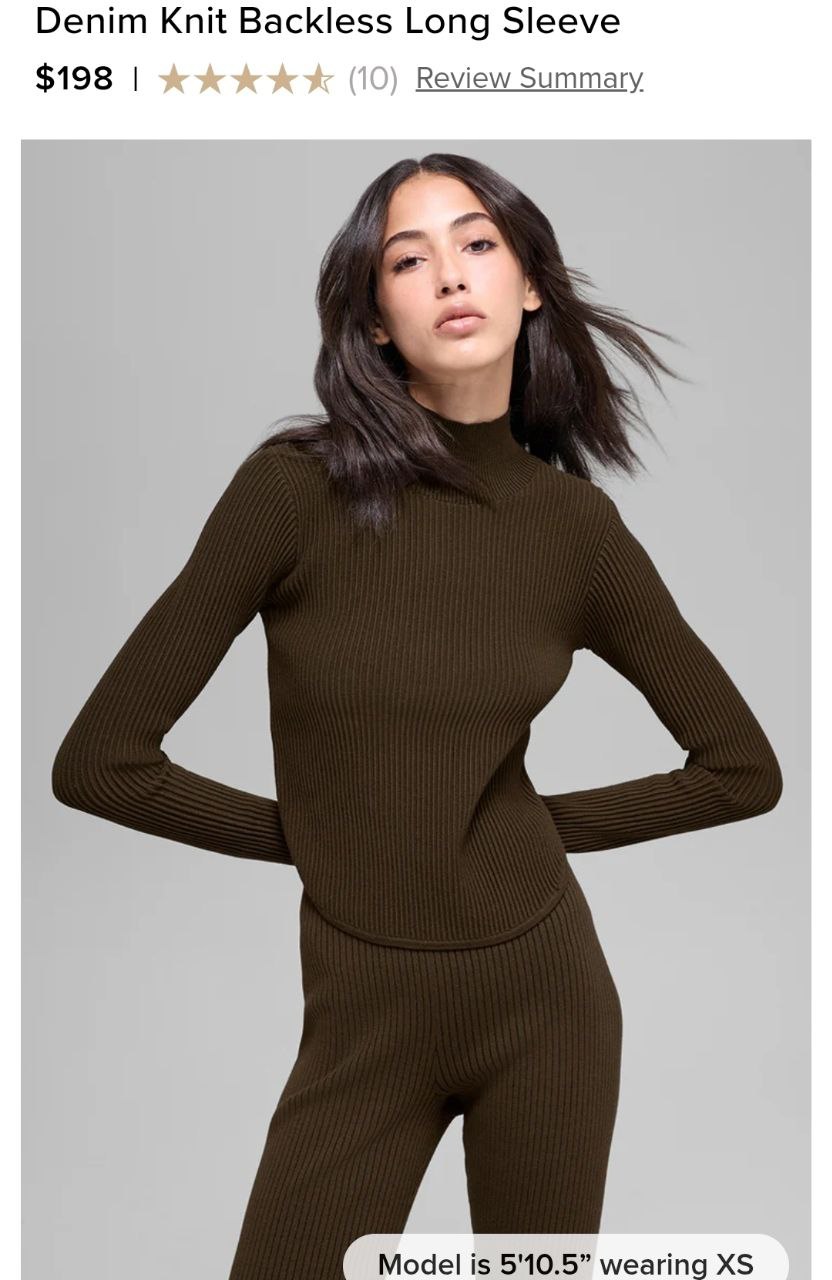 Denim Knit Backless Long Sleeve