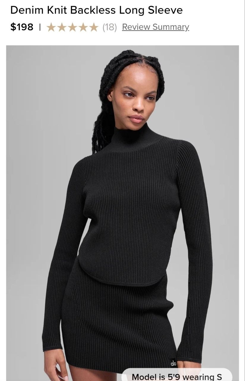 Denim Knit Backless Long Sleeve