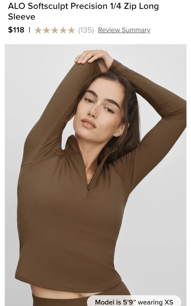 ALO Softsculpt Precision 1/4 Zip Long Sleeve