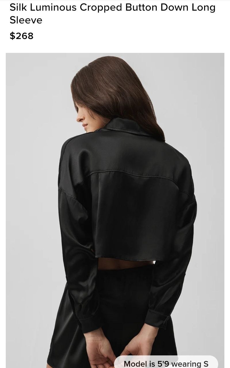 Silk Luminous Cropped Button Down Long Sleeve