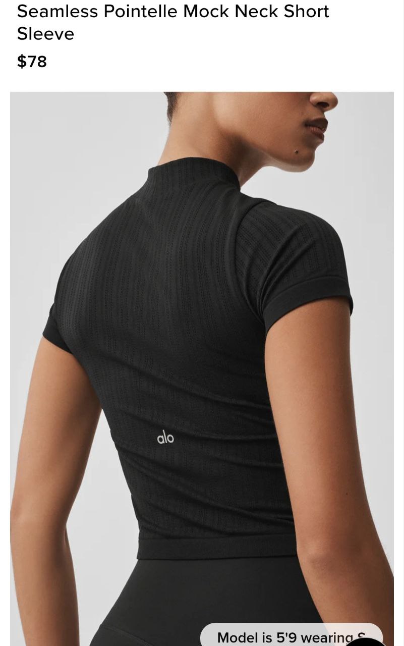 Seamless Pointelle Mock Neck Short Sleeve