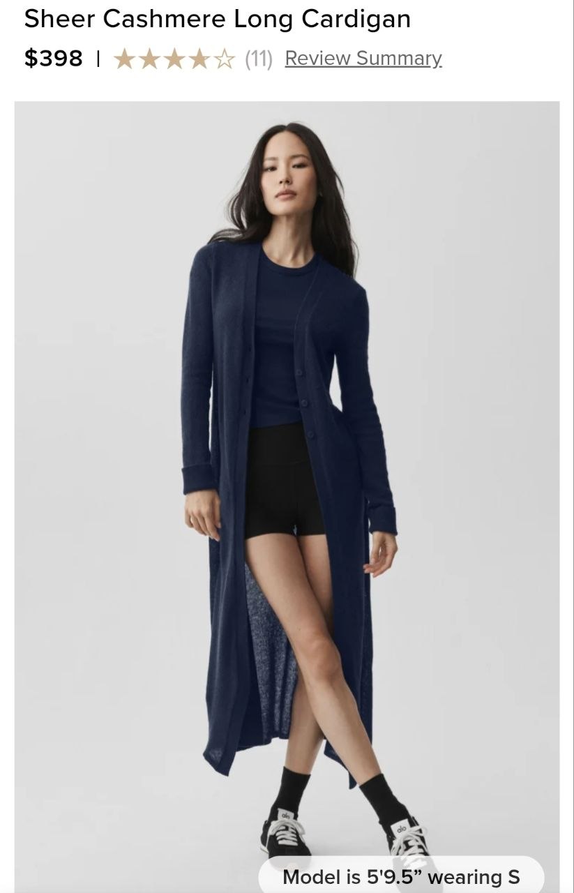 Sheer Cashmere Long Cardigan