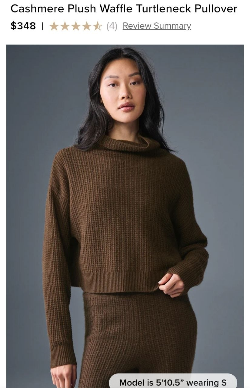 Cashmere Plush Waffle Turtleneck Pullover