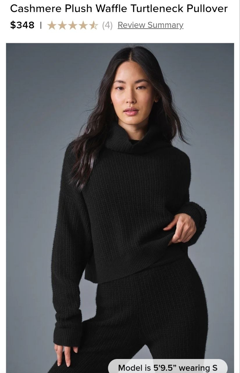 Cashmere Plush Waffle Turtleneck Pullover