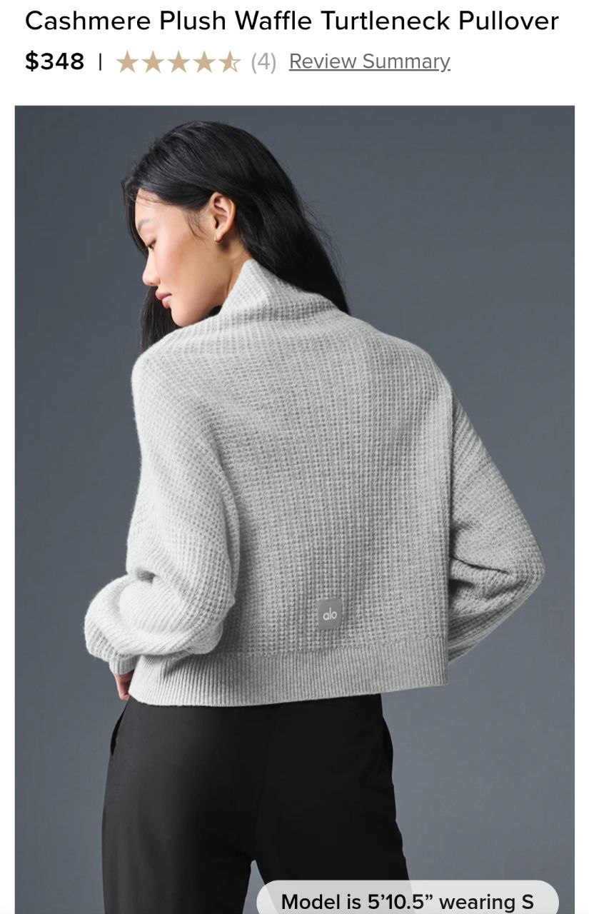 Cashmere Plush Waffle Turtleneck Pullover