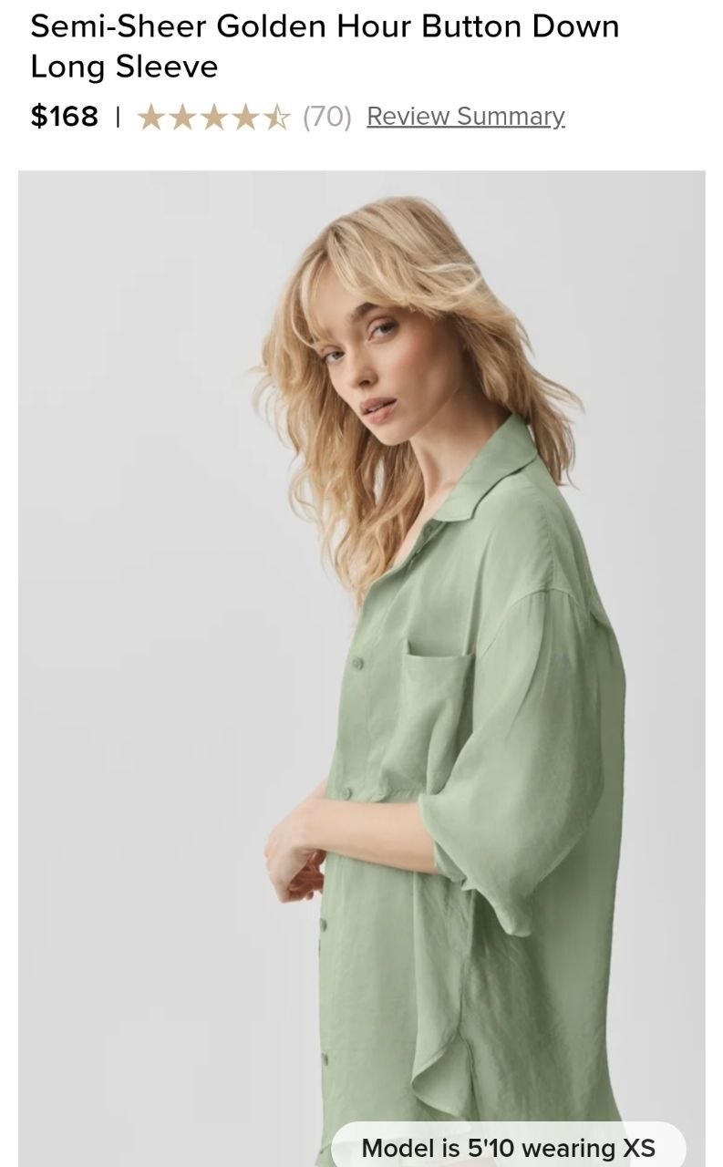 Semi-Sheer Golden Hour Button Down Long Sleeve