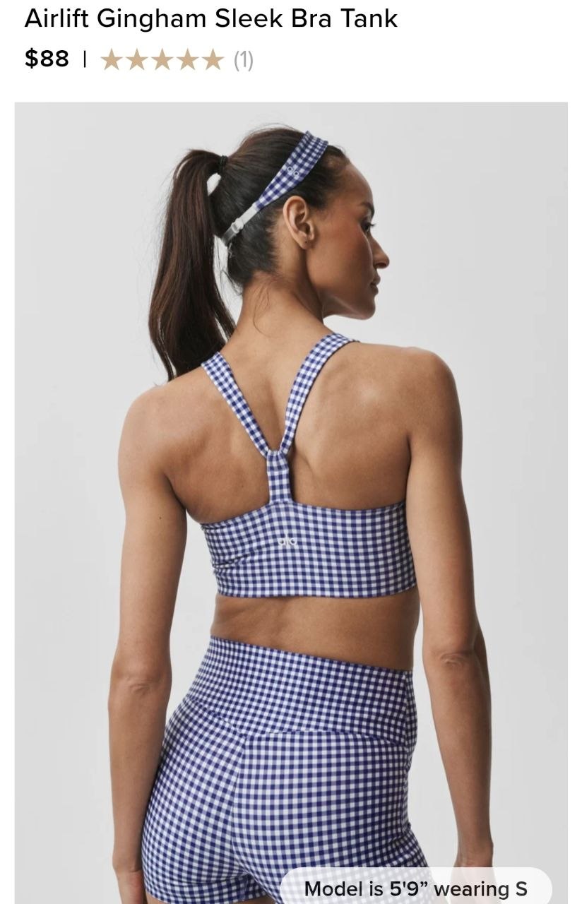 Airlift Gingham Sleek Bra Tank