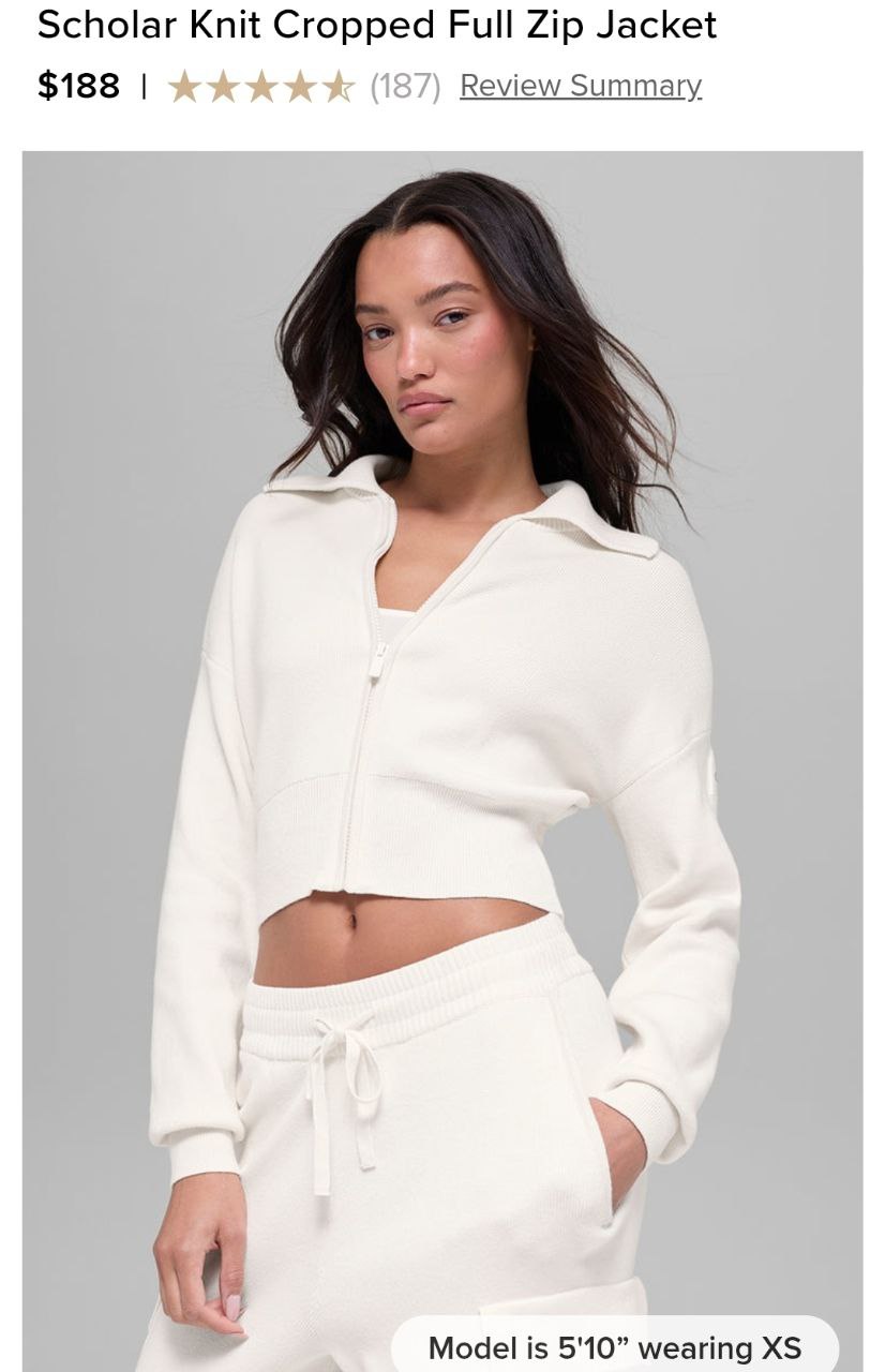 Scholar Knit Cropped Full Zip Jacket