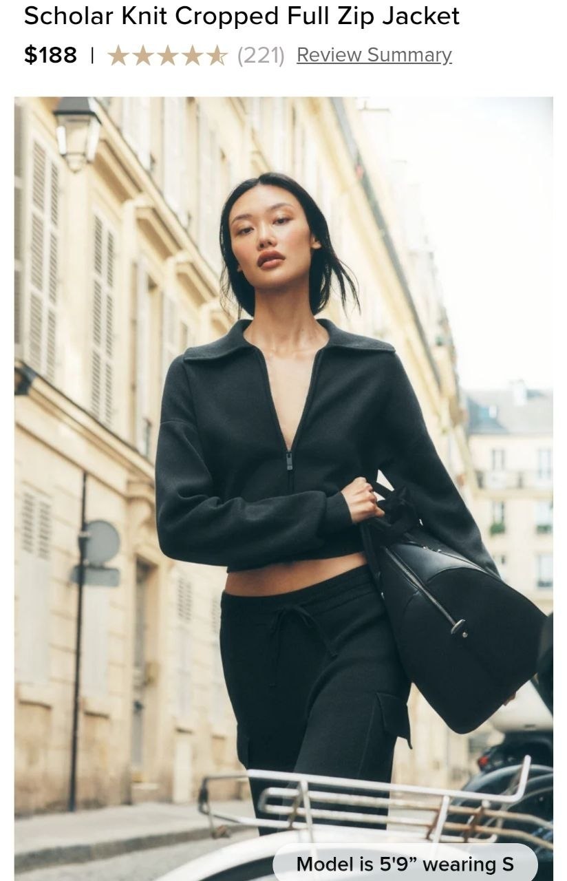 Scholar Knit Cropped Full Zip Jacket