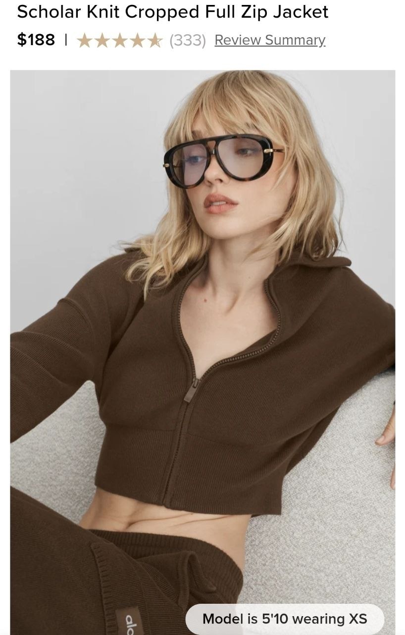 Scholar Knit Cropped Full Zip Jacket