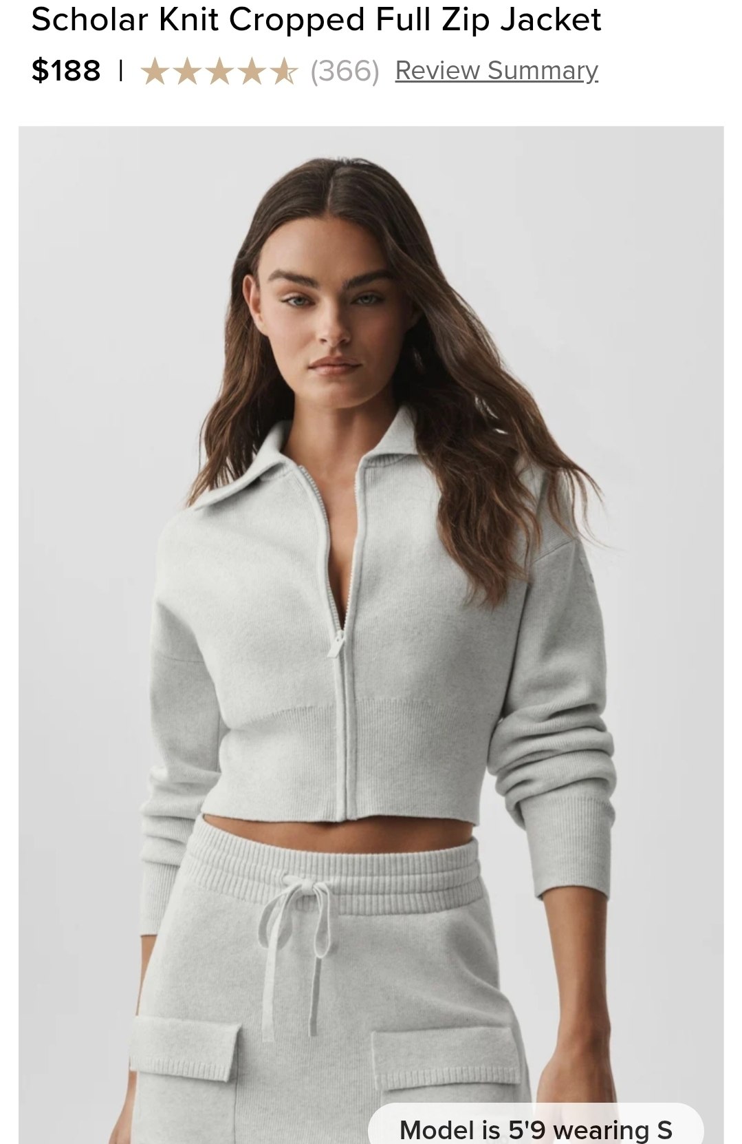 Scholar Knit Cropped Full Zip Jacket