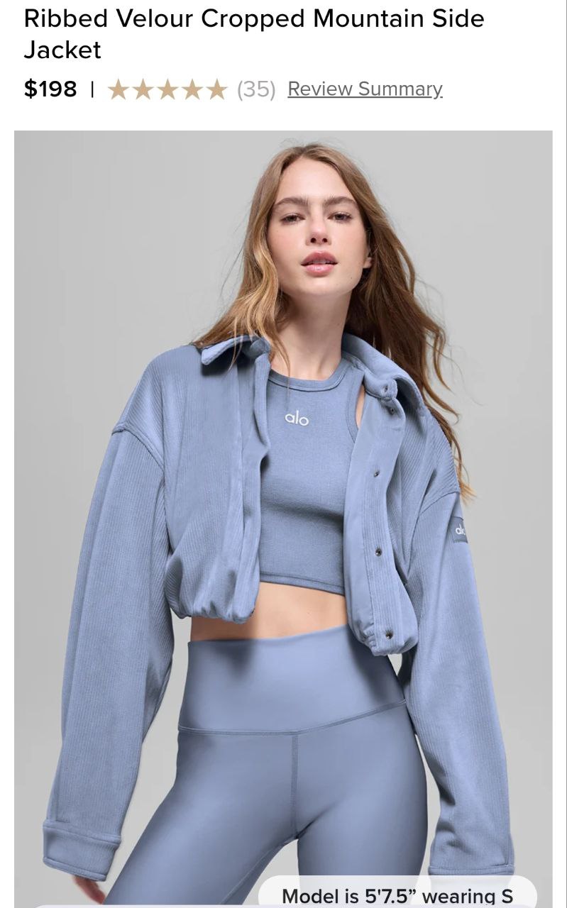 Ribbed Velour Cropped Mountain Side Jacket