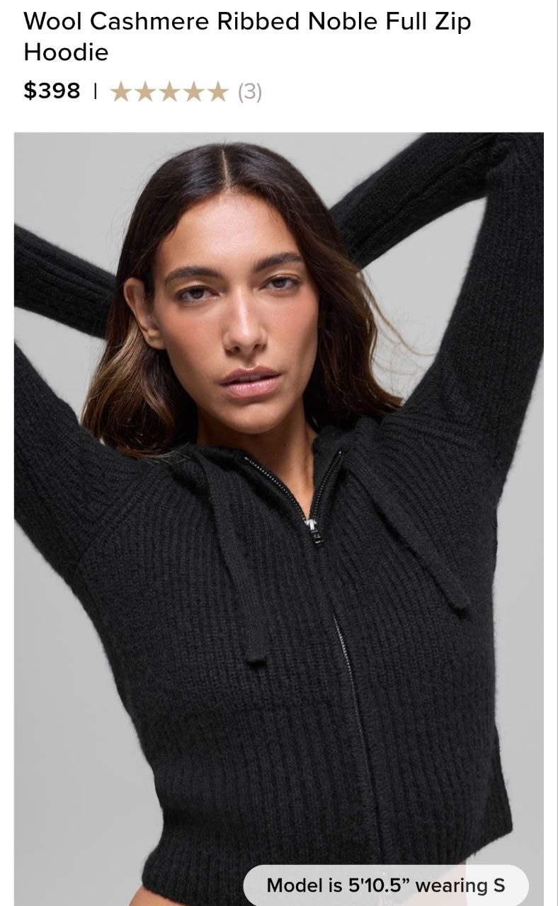 Wool Cashmere Ribbed Noble Full Zip Hoodie