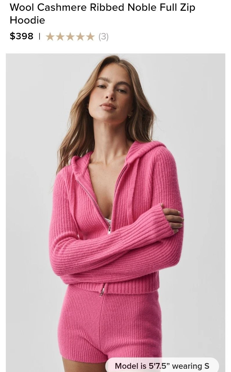 Wool Cashmere Ribbed Noble Full Zip Hoodie