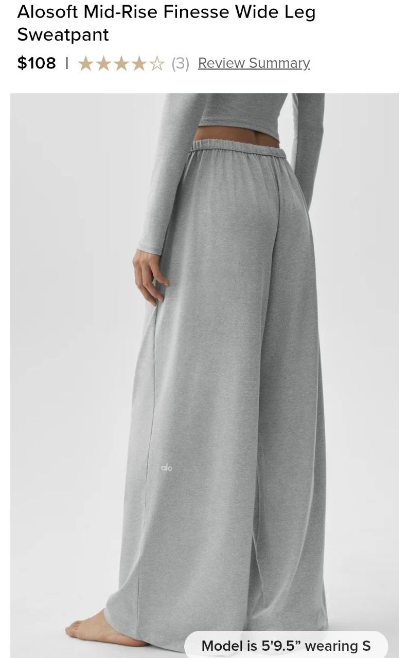 Alosoft Mid-Rise Finesse Wide Leg Sweatpant