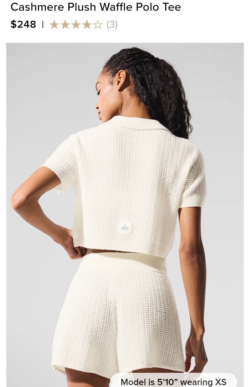 Cashmere Plush Waffle Polo Tee