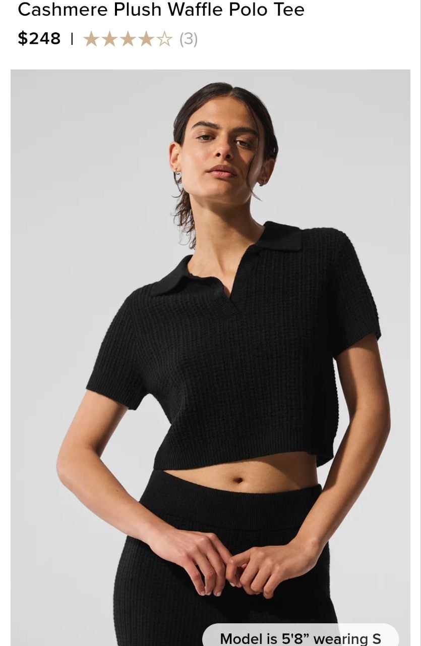 Cashmere Plush Waffle Polo Tee