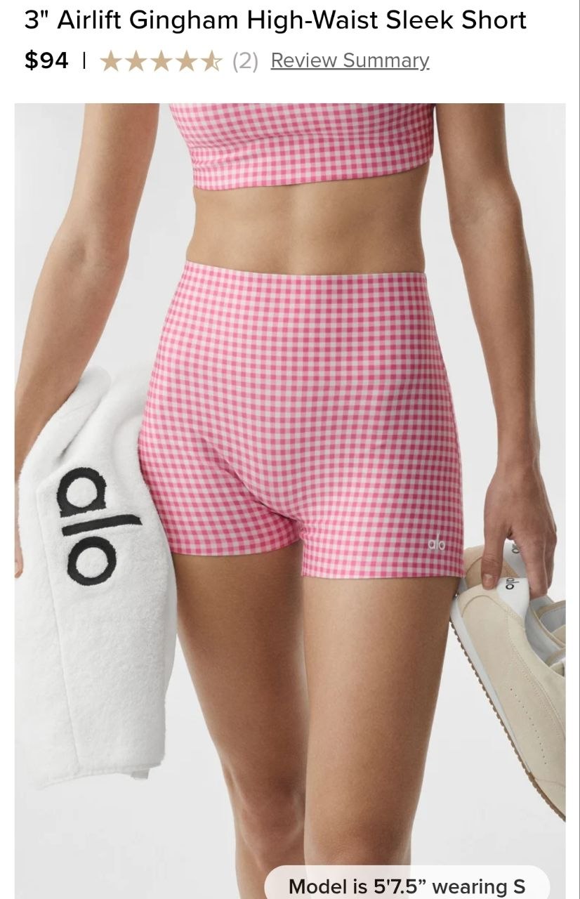 3" Airlift Gingham High-Waist Sleek Short
