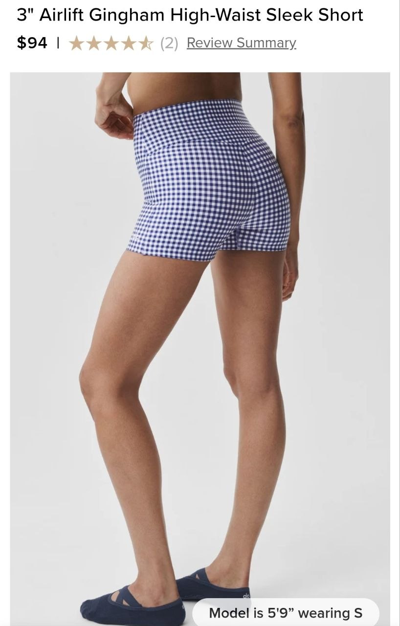 3" Airlift Gingham High-Waist Sleek Short