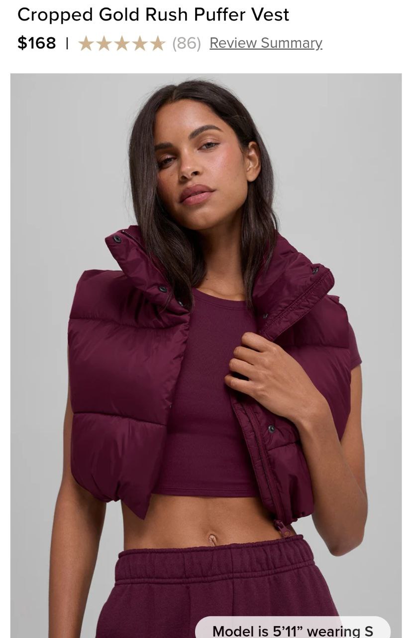 Cropped Gold Rush Puffer Vest