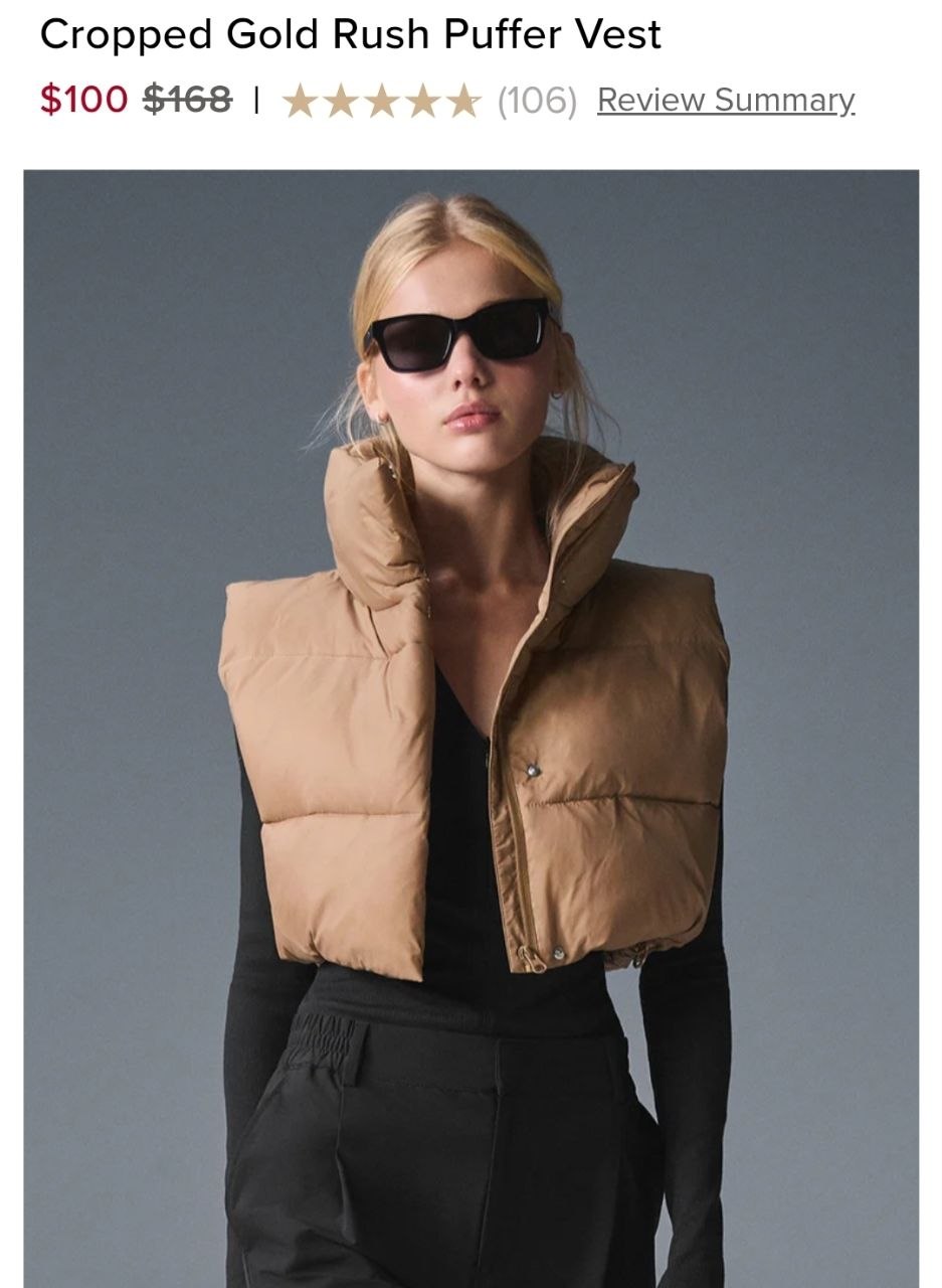 Cropped Gold Rush Puffer Vest