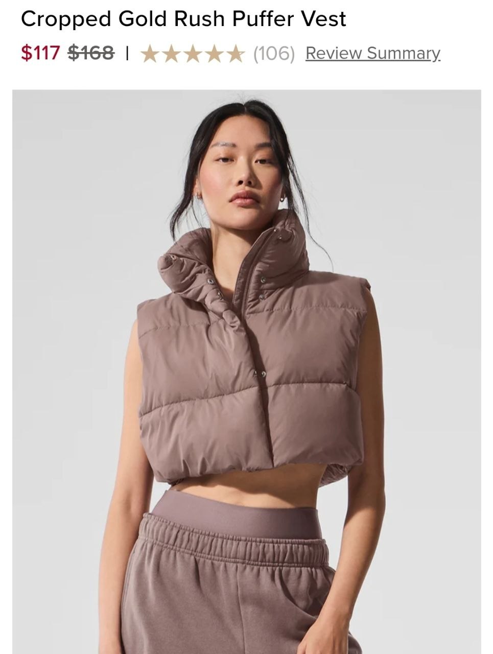 Cropped Gold Rush Puffer Vest