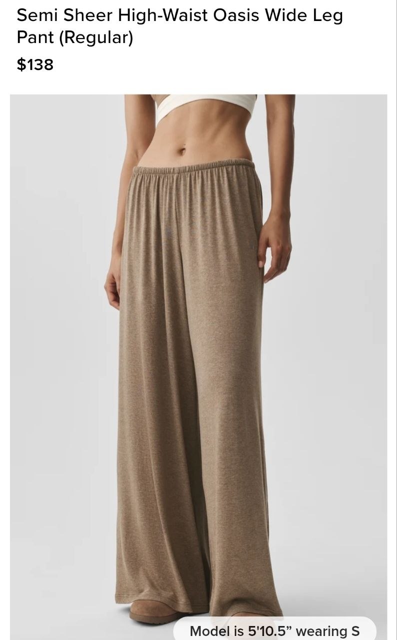 Semi Sheer High-Waist Oasis Wide Leg Pant (Regular)