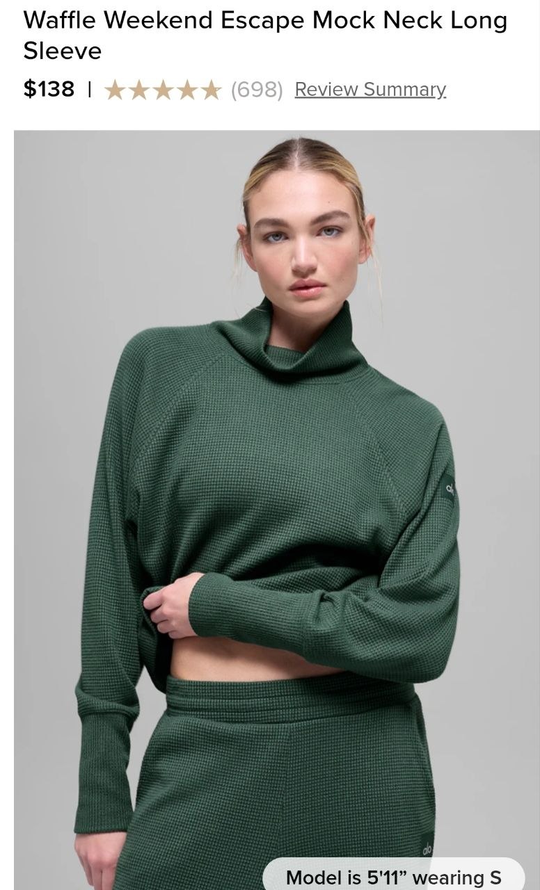 Waffle Weekend Escape Mock Neck Long Sleeve