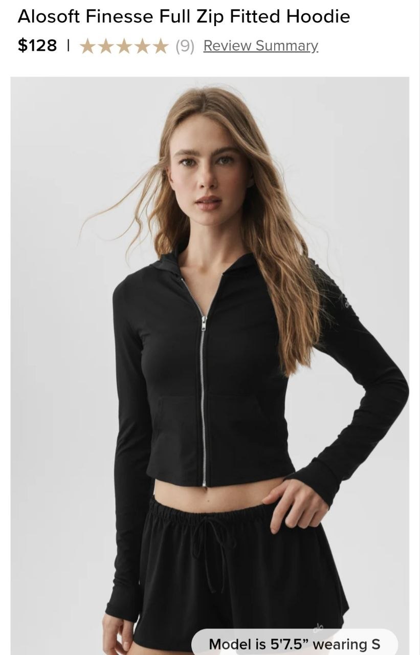 Alosoft Finesse Full Zip Fitted Hoodie