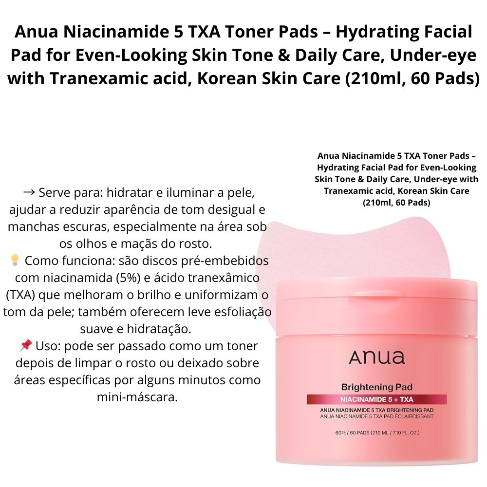 Anua Niacinamide 5 TXA Toner Pads – Hydrating Facial Pad for Even-Looking Skin Tone & Daily Care, Under-eye with Tranexamic acid, Korean Skin Care (210ml, 60 Pads)