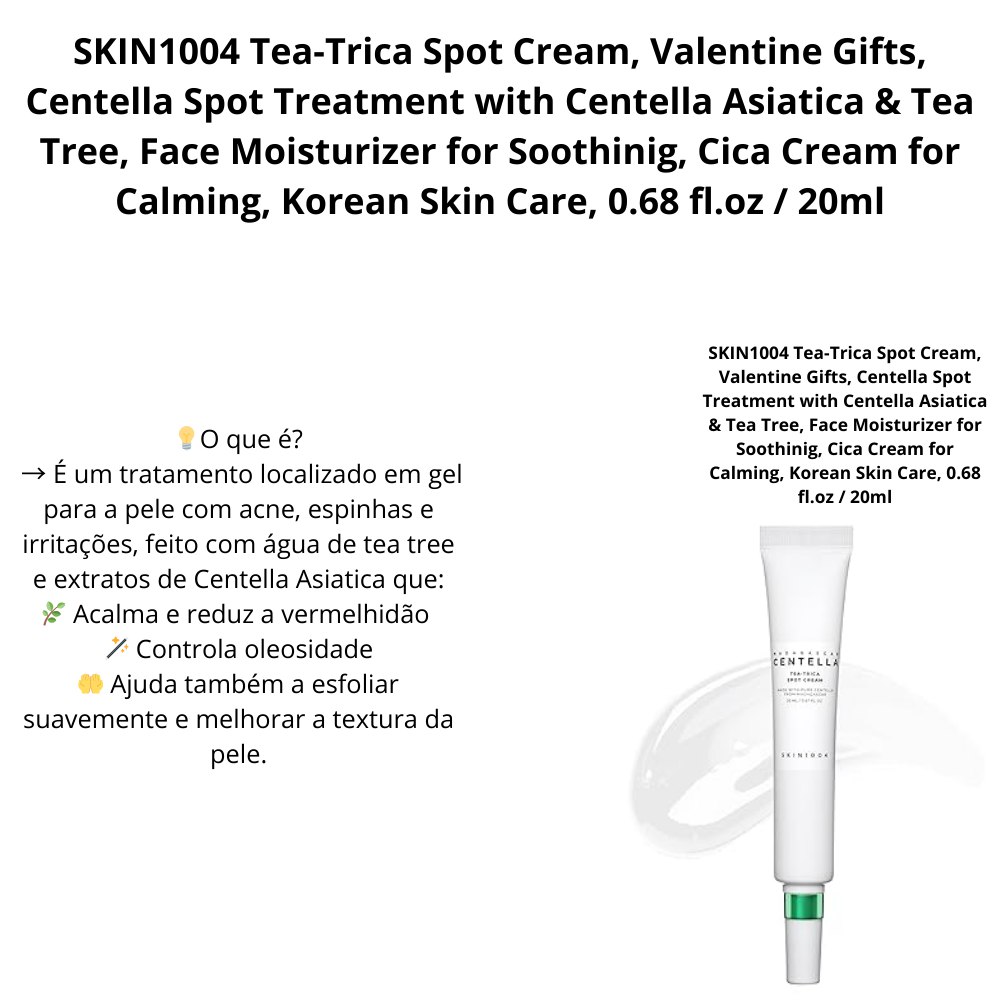SKIN1004 Tea-Trica Spot Cream, Valentine Gifts, Centella Spot Treatment with Centella Asiatica & Tea Tree, Face Moisturizer for Soothinig, Cica Cream for Calming, Korean Skin Care, 0.68 fl.oz / 20ml