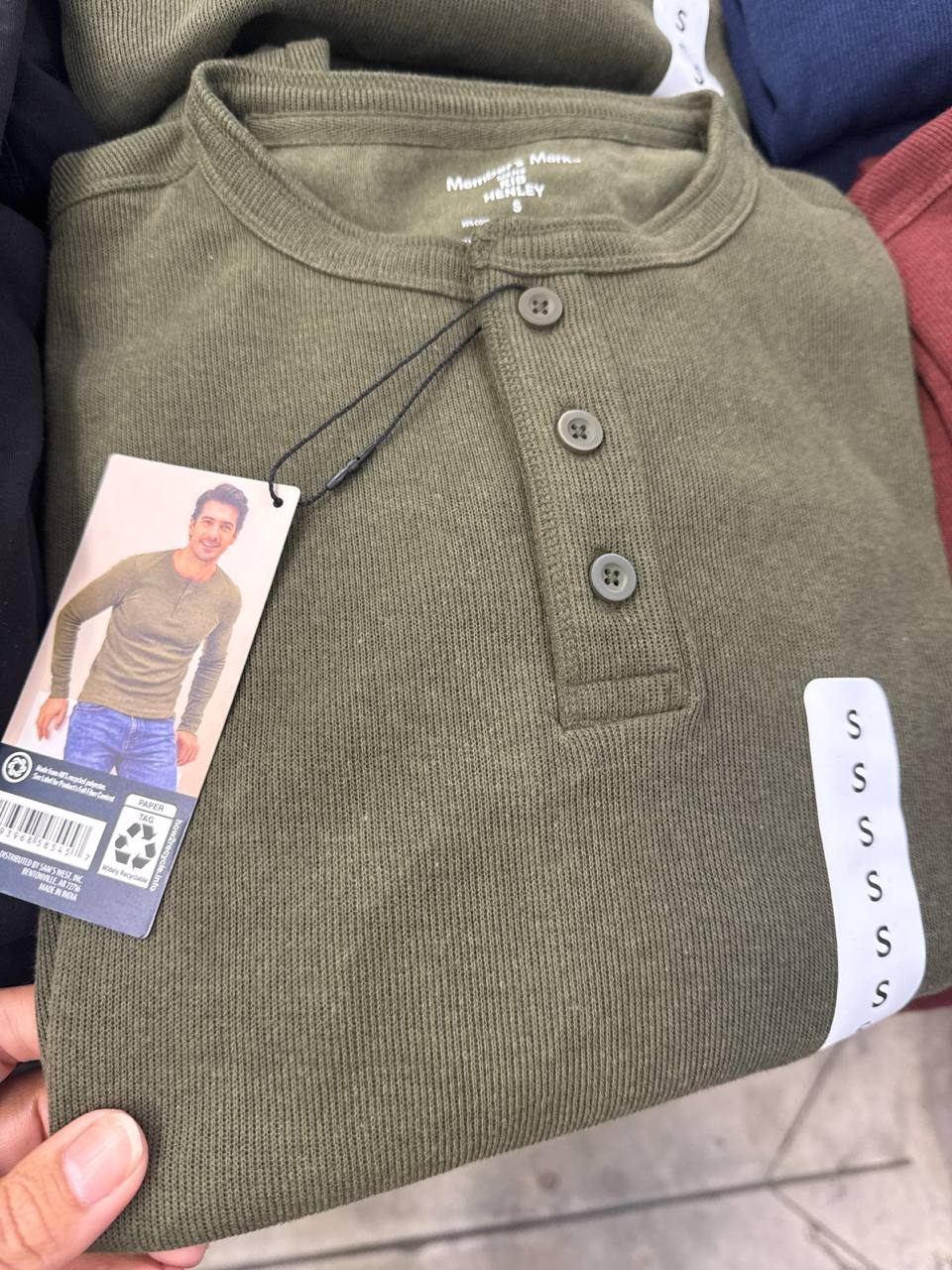   camiseta  manga  longa  member’s Mark Rib Henley