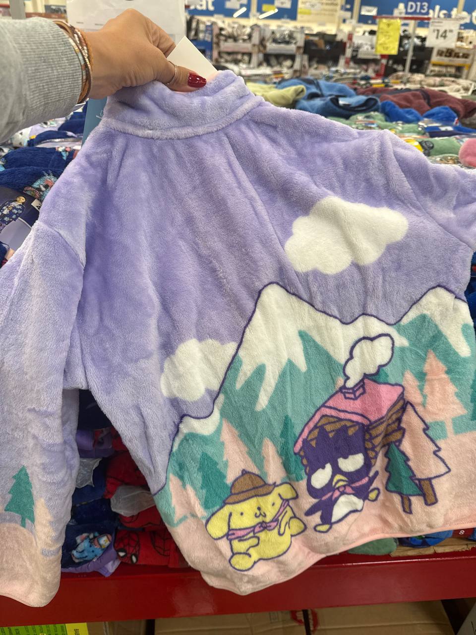 Blusa de plush com zíper 3/4