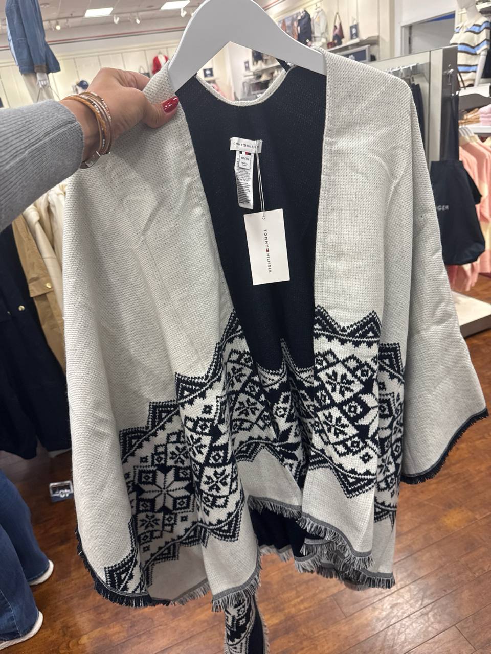 Poncho feminino reversible