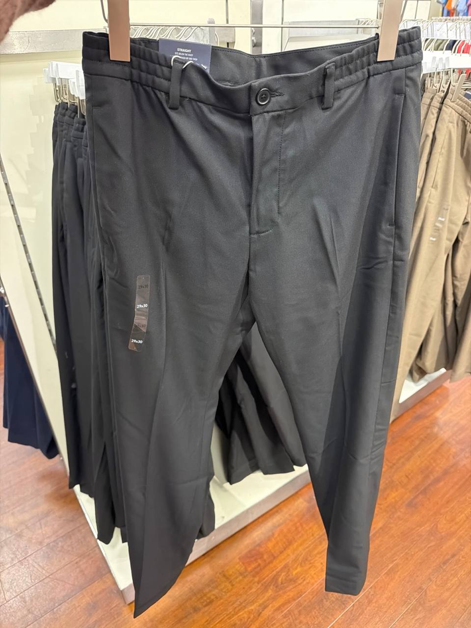 Calça reta com vinco poliéster com viscose