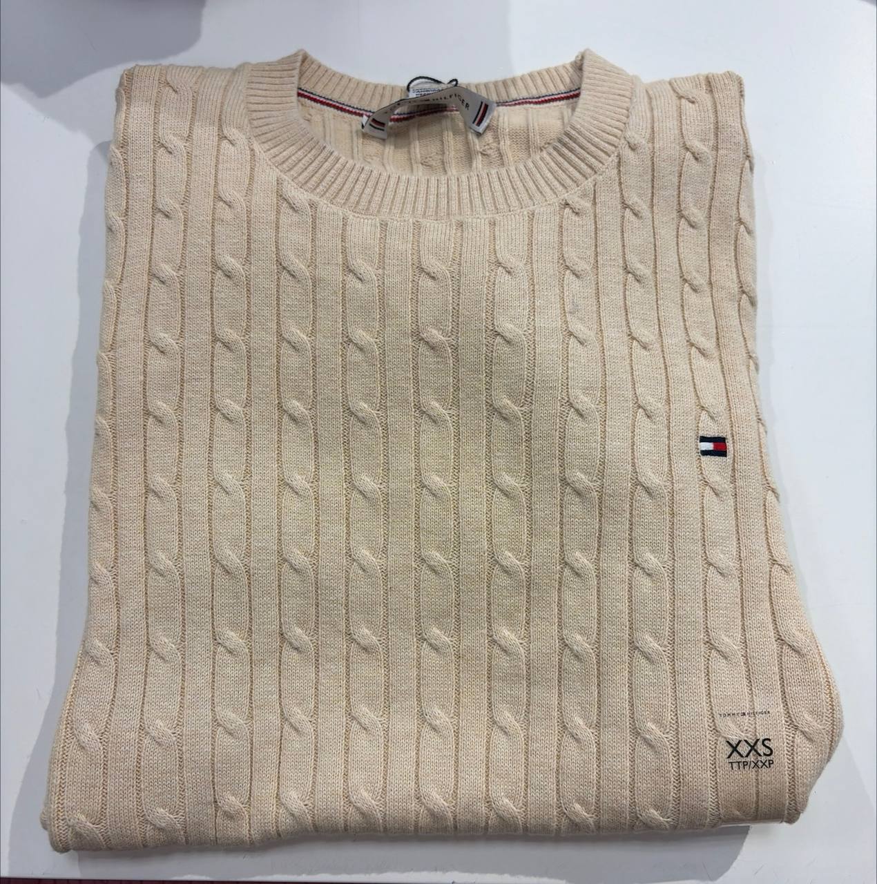 sweater tricot trançado manga curta
