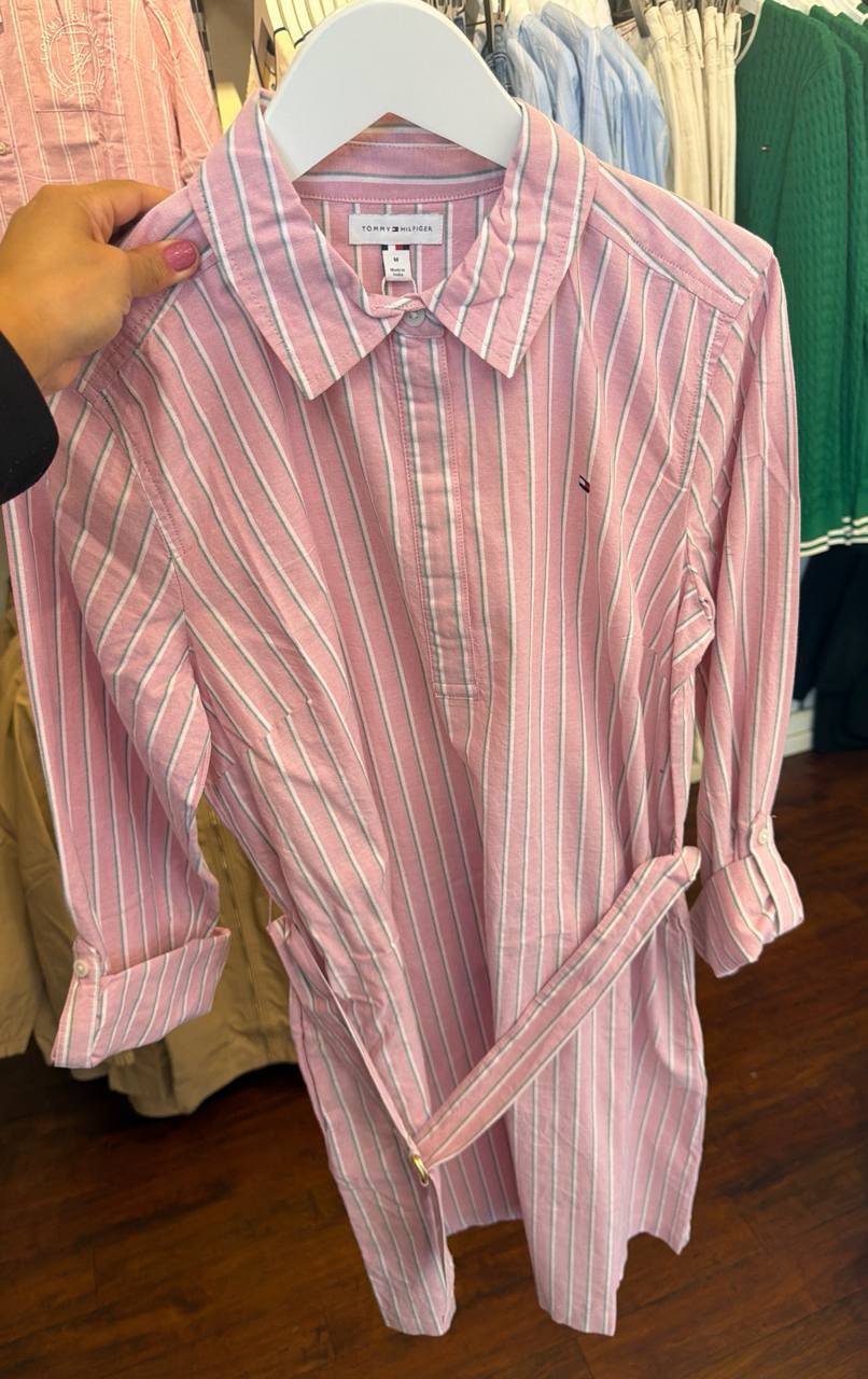 Vestido Algodão Oxford Manga Longa