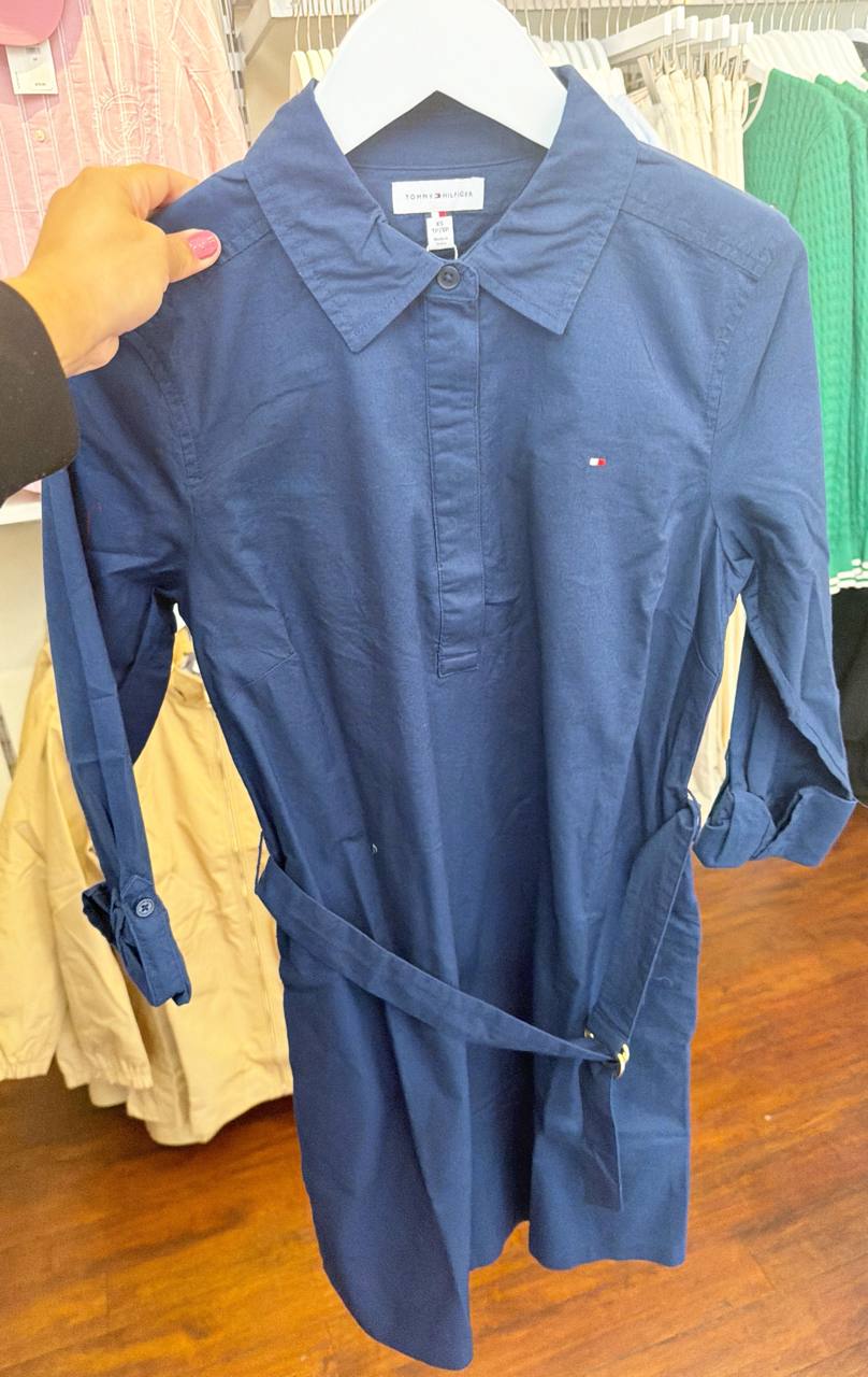 Vestido Algodão Oxford Manga Longa