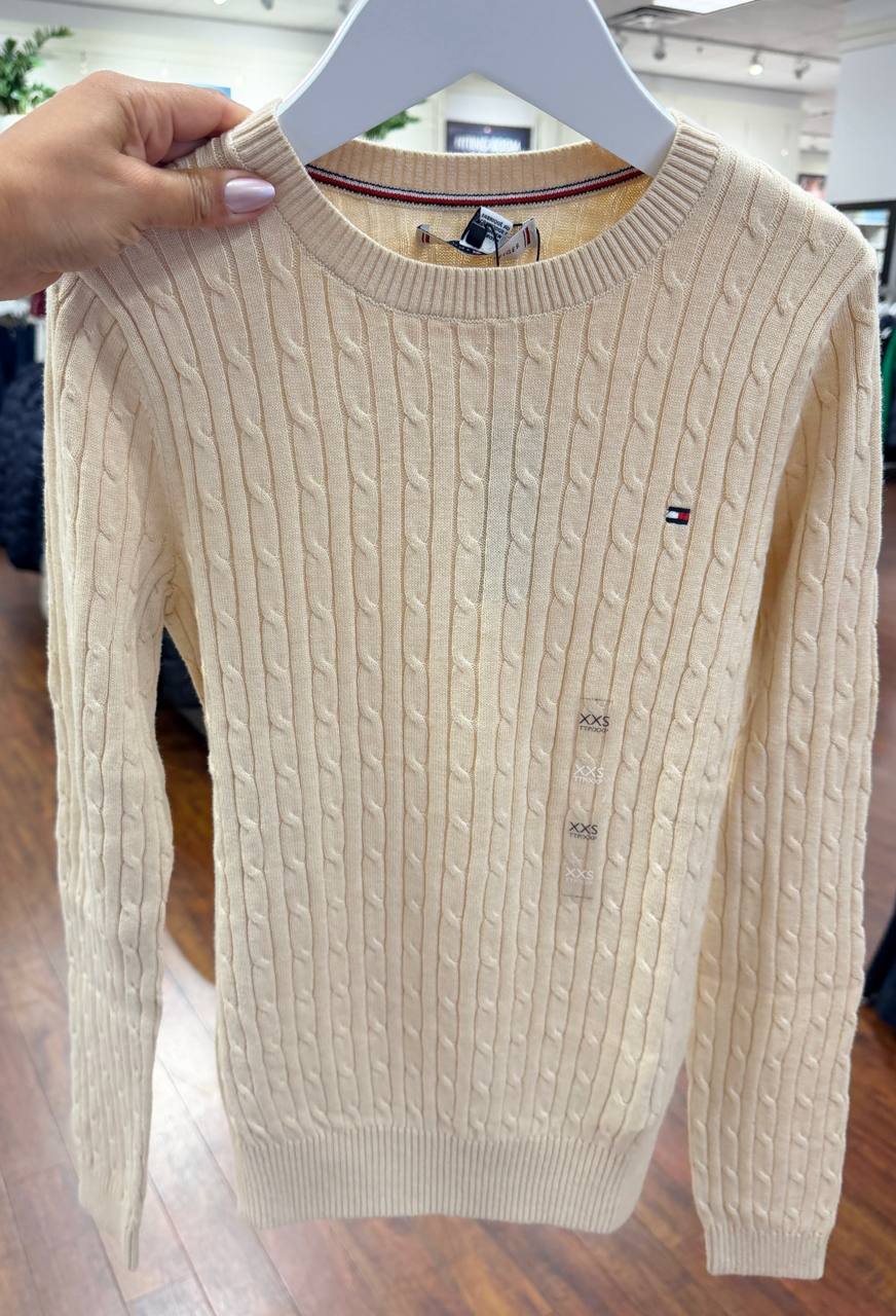 Suéter tricot trançado manga longa