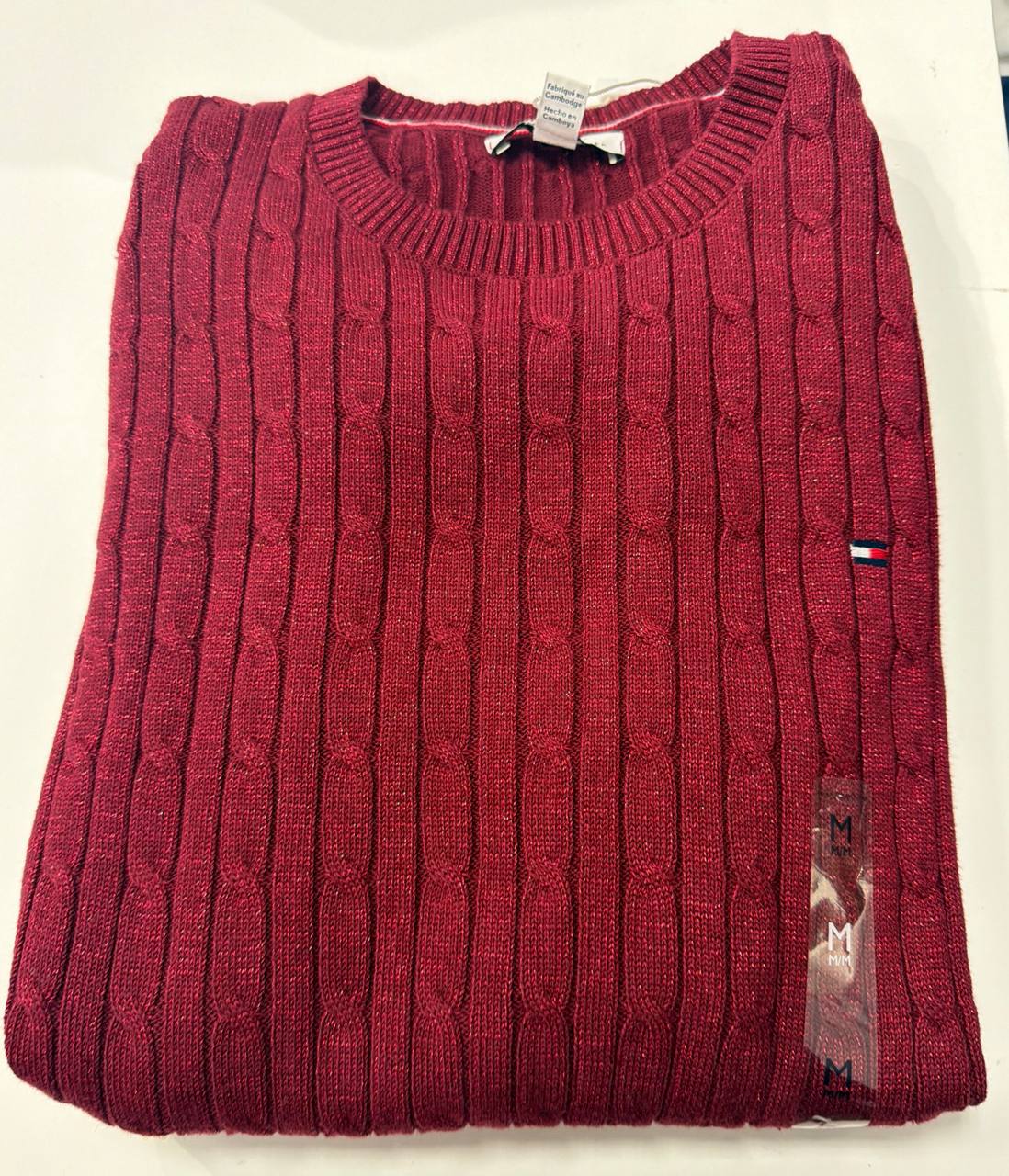 Suéter tricot trançado manga longa com brilho