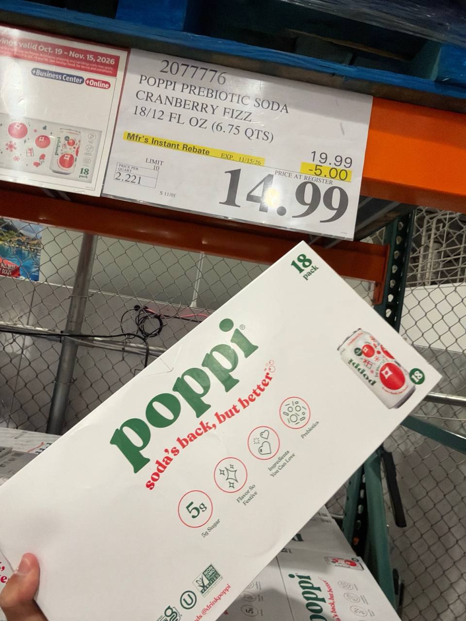 Costco - Poppi Prebiotic Soda Cranberry