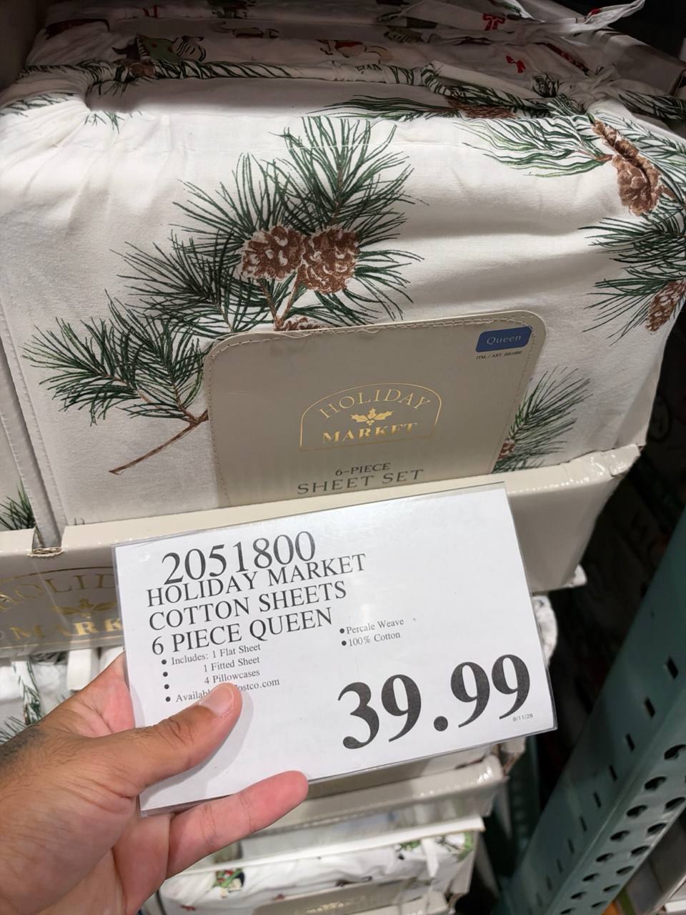 Costco - Holiday Market Cotton Sheet 6pc Queen